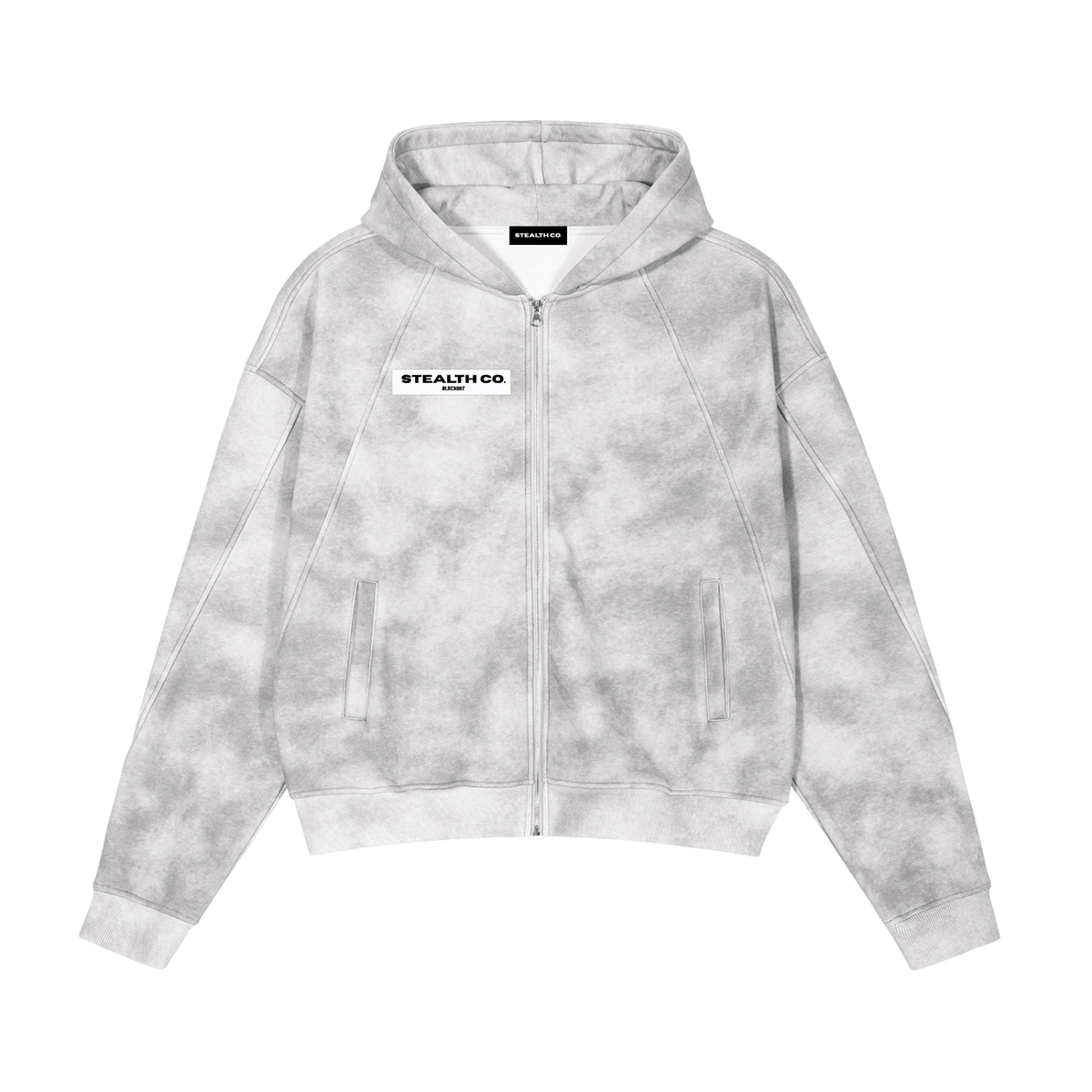 Stealth Co. Blackout Dirty Washed Zip-Up Fleece Hoodie