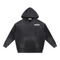 Stealth blackout Vintage Washed Frayed Fleece Hoodie