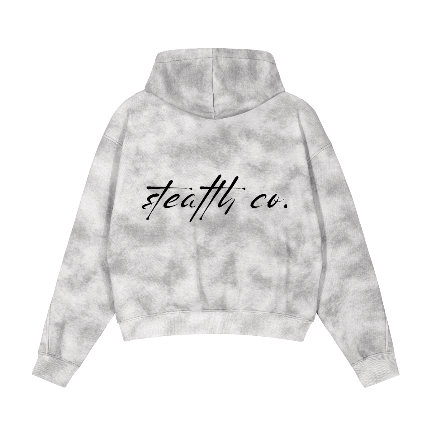 Stealth blackout Dirty Washed Zip-Up Fleece Hoodie